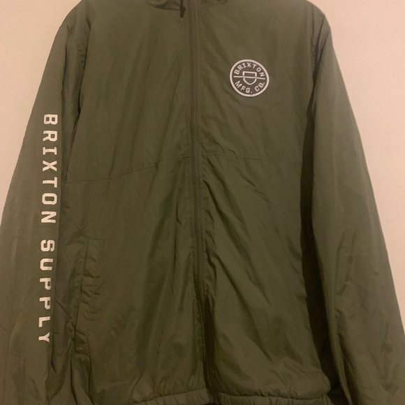 Brixton "Claxton Crest" Jacket (Military Olive) Hooded Windbreaker - Picture 2 of 3